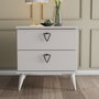 Hanah Home Mesilla de Noche Bohemia 3634 Blanco 52x55x45 cm con 2 Cajones y Estantes